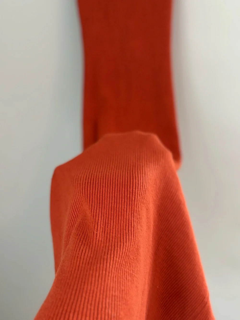 L Stardust Orange Ribbed Bodycon Midi Dress - Lt Color Block, Key Hole on Back - Picture 2 of 7